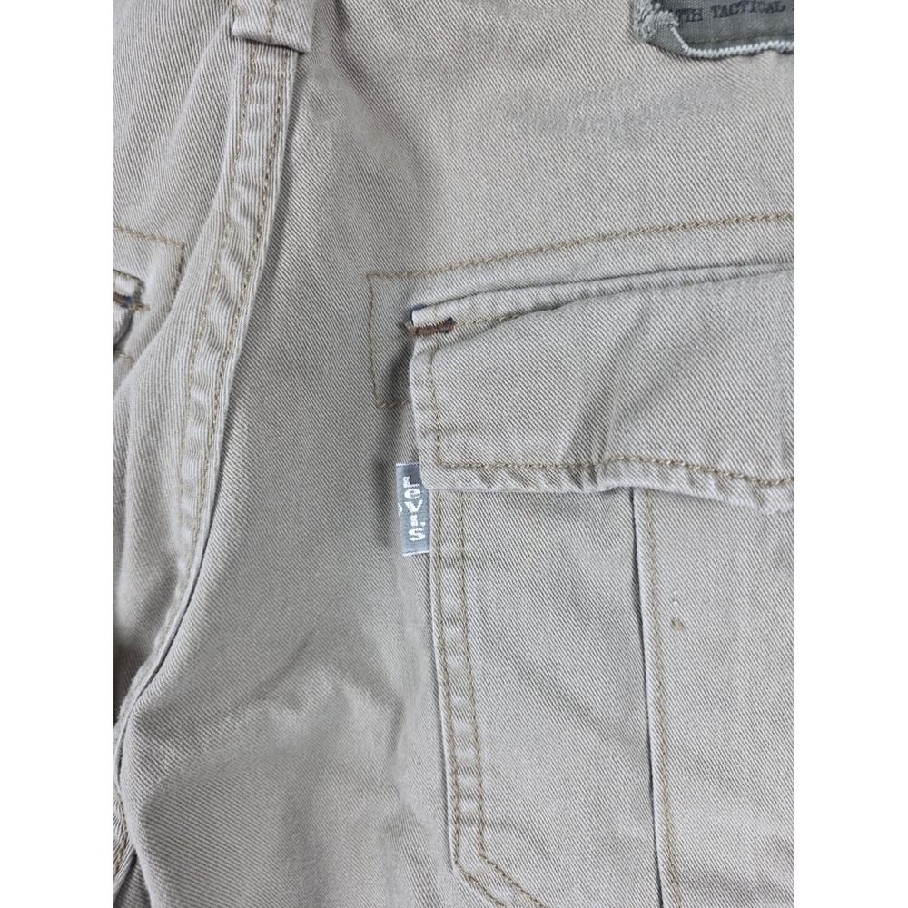 Vtg Levis SilverTab Trooper Cargo Pants Mens 32x28 Khaki Tan Baggy Y2K Tactical - Picture 9 of 11